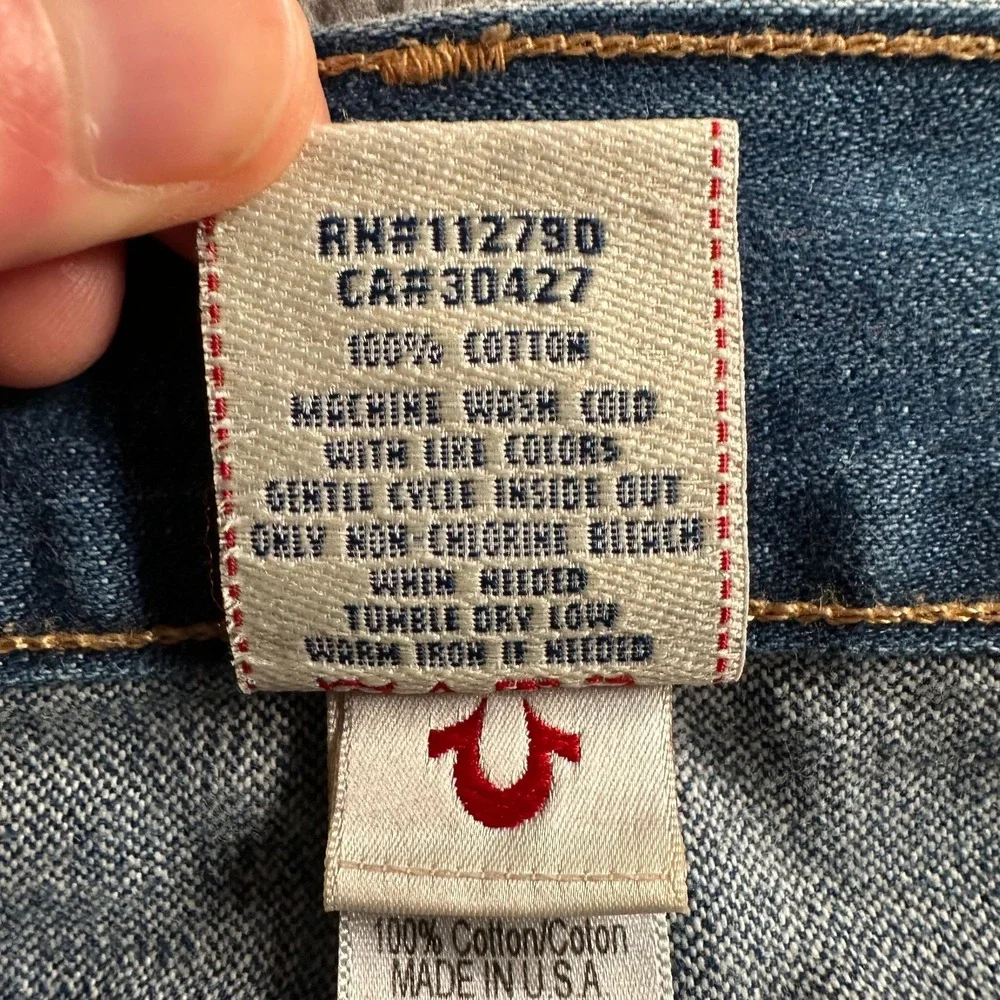 True Religion‎ Jeans Mens 31 Bobby Straight Leg Light Blue Wash Made In USA